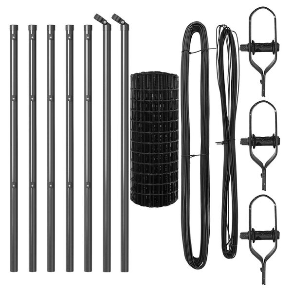 vidaXL Valla con Poste Gris 0,4 x 10 m Acero y PVC