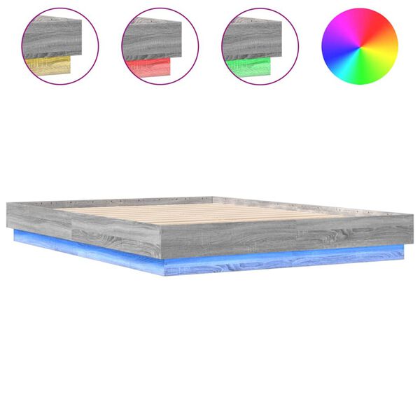 vidaXL Estructura de cama con luces LED gris Sonoma 150x200 cm