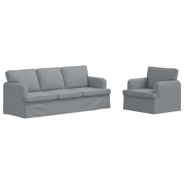 vidaXL Sof&aacute; 2 pcs Gris Claro 144 x 80 x 85 cm tela