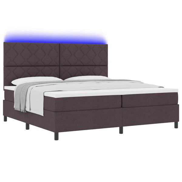 vidaXL Cama tipo Box Spring con LED Marr&oacute;n oscuro 200 x 200 cm tela