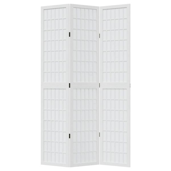 vidaXL Biombo separador de 3 paneles madera maciza Paulownia blanco
