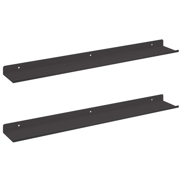 vidaXL Estante flotante 2 pcs Negro 60 x 8,5 x 2,5 cm Acero
