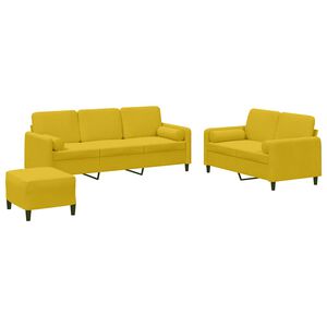 vidaXL Juego de sof&aacute;s con cojines 3 piezas terciopelo amarillo