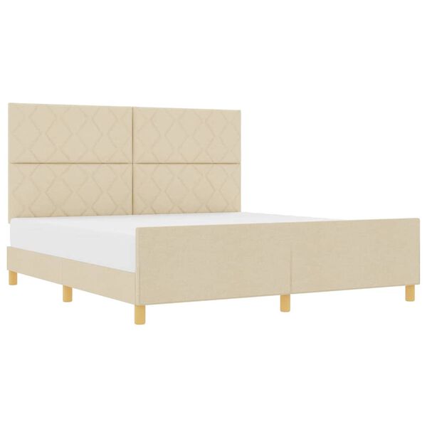 vidaXL Estructura de cama con cabecera Crema 180 x 200 cm tela