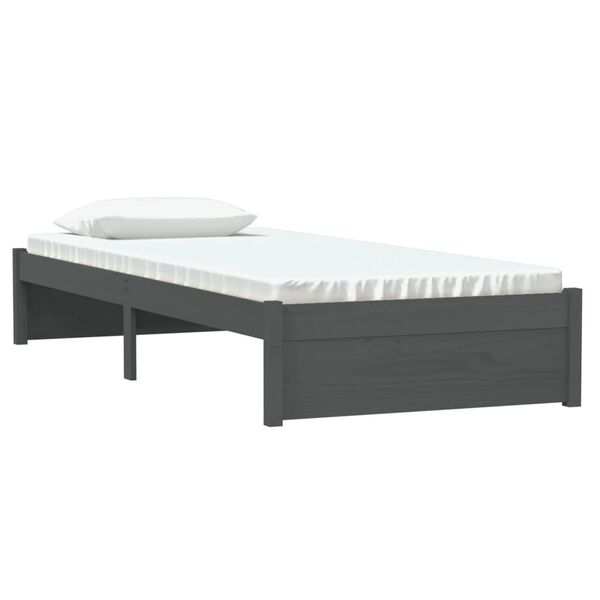 vidaXL Estructura de cama individual sin colch&oacute;n madera gris 75x190 cm