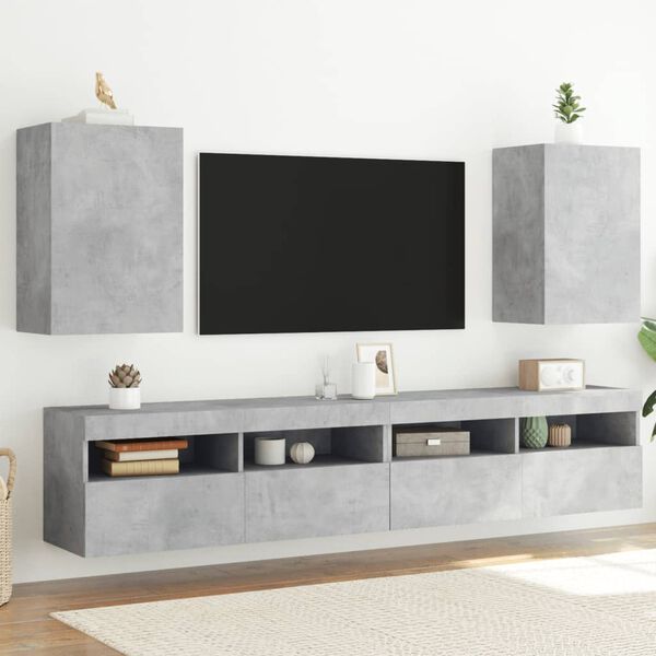 vidaXL Muebles de TV de pared 2 uds madera gris hormig&oacute;n 40,5x30x60 cm