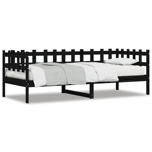 vidaXL Sof&aacute; cama sin colch&oacute;n madera maciza de pino negro 90x190 cm