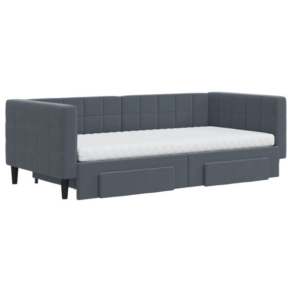 vidaXL Sofá cama nido con cajones terciopelo gris oscuro 90x190 cm