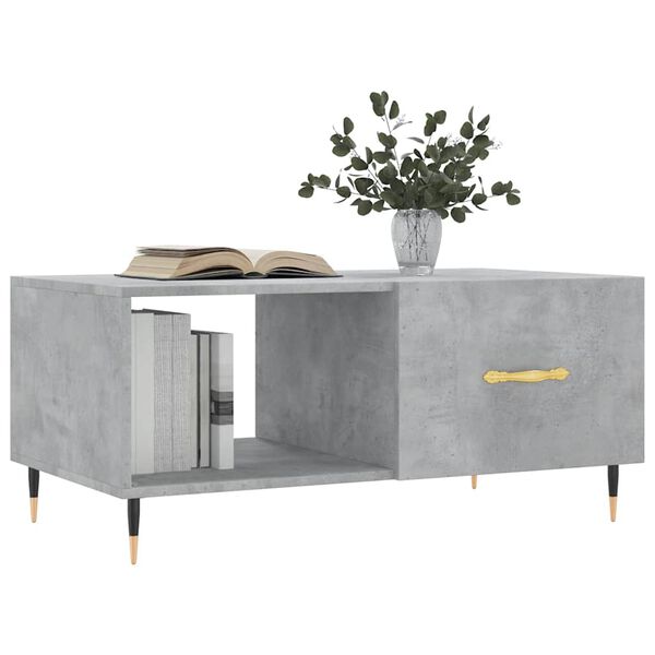 vidaXL Mesa de centro madera contrachapada gris hormig&oacute;n 90x50x40 cm
