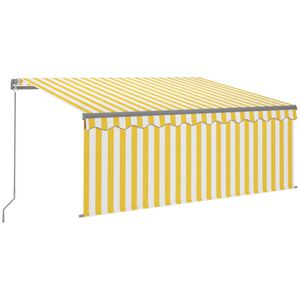 vidaXL Toldo retr&aacute;ctil manual con persiana amarillo y blanco 3x2,5 m