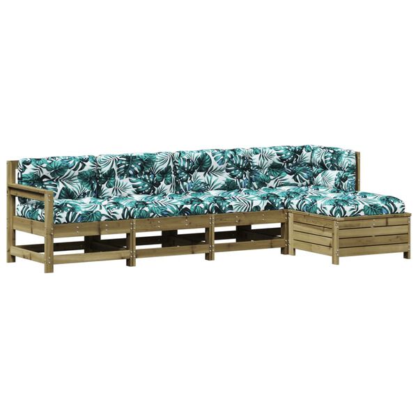 vidaXL Juego de muebles jard&iacute;n 5 pzas y cojines madera pino impregnada