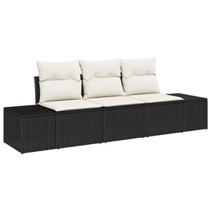 vidaXL Conjunto de sof&aacute;s de jard&iacute;n 3 uds. Negro y crema