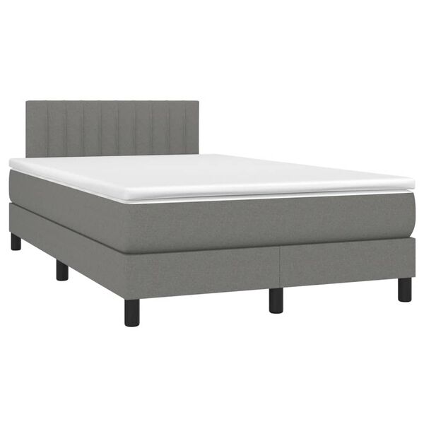 vidaXL Cama box spring con colch&oacute;n tela gris oscuro 120x190 cm