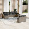 vidaXL Set de muebles de jard&iacute;n 9 pzas y cojines rat&aacute;n sint&eacute;tico gris