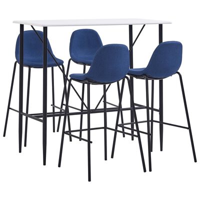 vidaXL Juego de mesa alta y taburetes 5 piezas tela azul