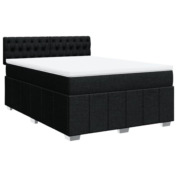 vidaXL Cama box spring con colch&oacute;n tela negro 140x200 cm