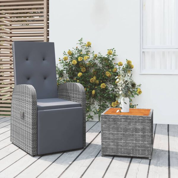 vidaXL Juego muebles jard&iacute;n 2 pzas madera acacia rat&aacute;n sint&eacute;tico gris
