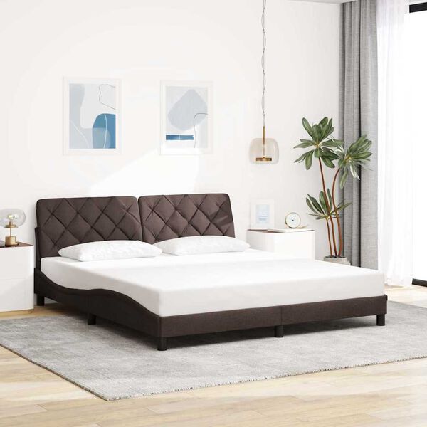 vidaXL Estructura de cama sin colch&oacute;n de tela marr&oacute;n oscuro 180x200 cm