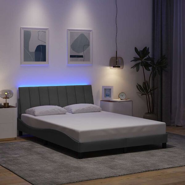 vidaXL Estructura de cama sin colchón Hanko tela gris claro 140x190 cm