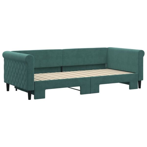 vidaXL Sof&aacute; cama nido terciopelo verde oscuro 90x200 cm