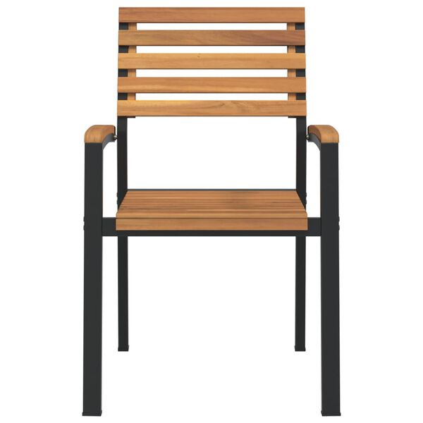 vidaXL Sillas de jardín apilables 2 uds madera maciza acacia y metal