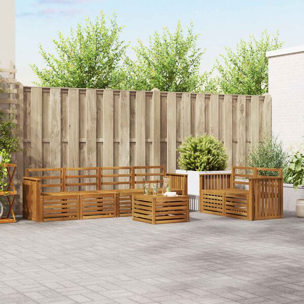 vidaXL Juegos de sof&aacute;s 7 pcs Natural Madera de Acacia S&oacute;lida