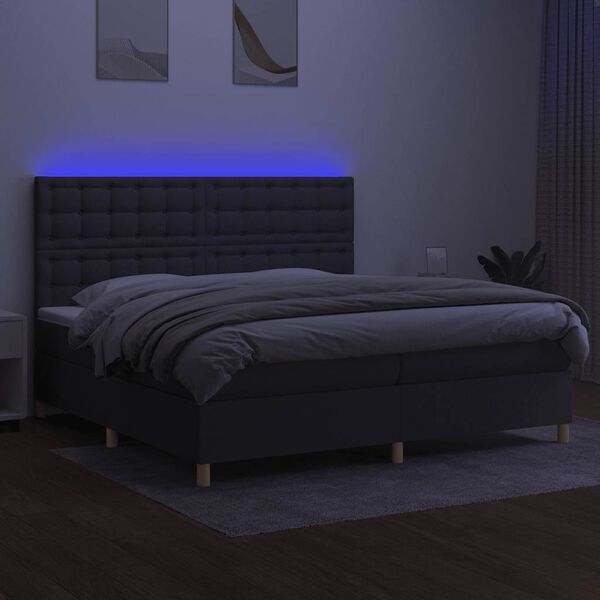 vidaXL Cama box spring colch&oacute;n y luces LED tela gris claro 200x200 cm