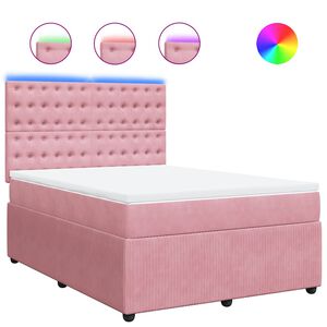 vidaXL Cama box spring con colch&oacute;n terciopelo rosa 160x200 cm