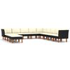 vidaXL Set de muebles de jard&iacute;n 12 pzas y cojines rat&aacute;n sint&eacute;tico negro