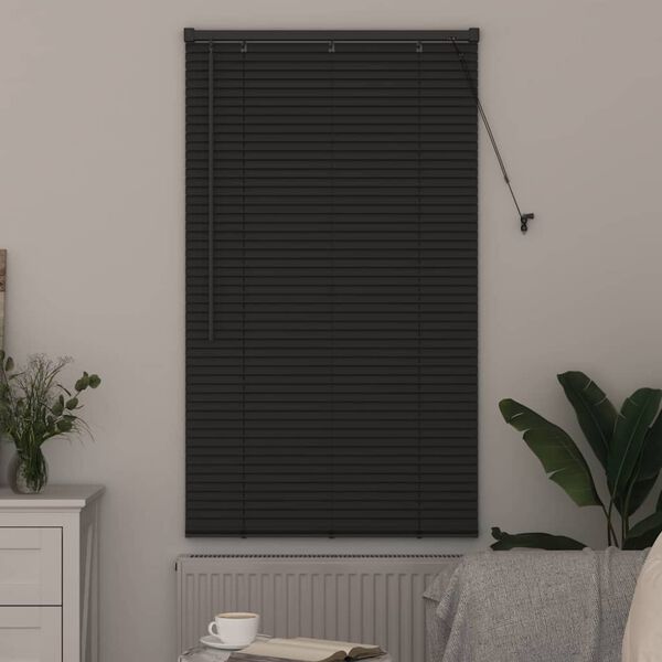 vidaXL Persiana para Ventana con cortinas Manual Gris oscuro Aluminio