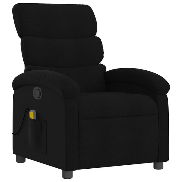 vidaXL Sill&oacute;n reclinable de masaje de tela negro