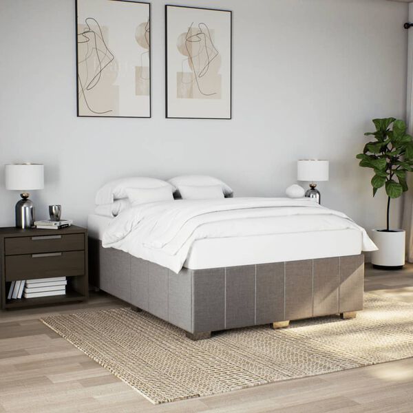 vidaXL Cama sin colchón tela gris taupe 140x200 cm