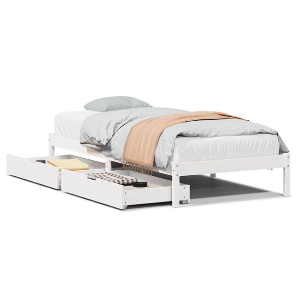 vidaXL Estructura de cama sin colchón madera maciza blanca 75x190 cm
