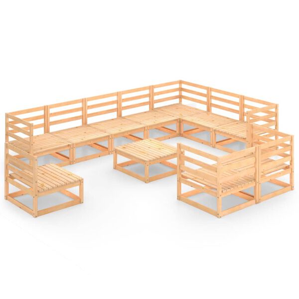 vidaXL Juego de muebles de jard&iacute;n 11 piezas madera maciza de pino