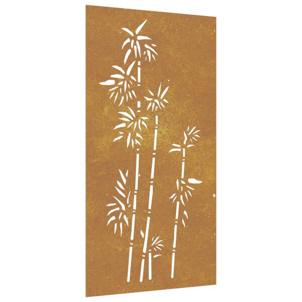 vidaXL Adorno de pared de jardín acero corten diseño bambú 105x55 cm