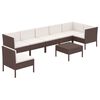 vidaXL Set muebles de jard&iacute;n 8 pzas y cojines rat&aacute;n sint&eacute;tico marr&oacute;n