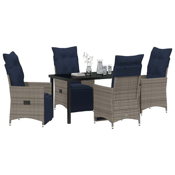 vidaXL Conjunto de Comedor de Jardín 5 pcs Gris ratán sintético