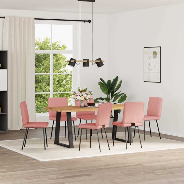 vidaXL Sillas de comedor 6 unidades cuero sintético rosa