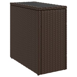 vidaXL Mesa auxiliar jard&iacute;n tapa vidrio rat&aacute;n PE marr&oacute;n 58x27,5x55 cm