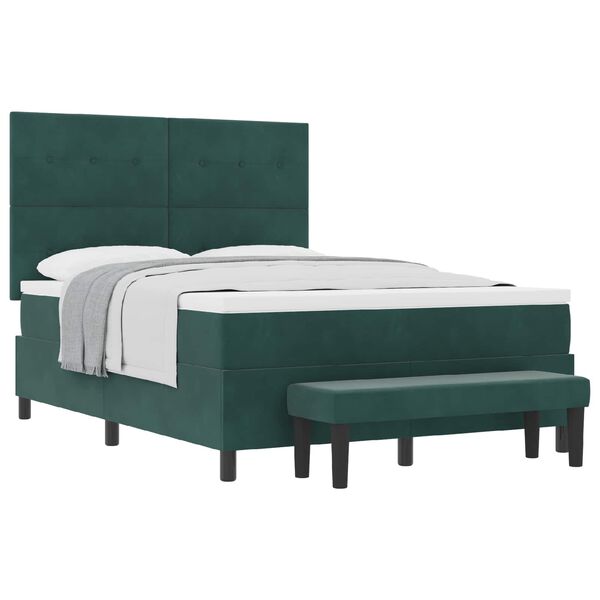 vidaXL Cama tipo Box Spring Verde oscuro 140 x 190 cm Terciopelo