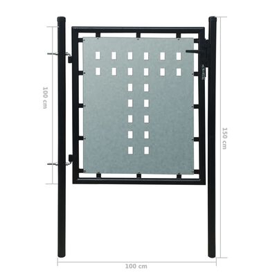 vidaXL Puerta de valla de jardín negra 100x150 cm