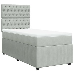 vidaXL Cama box spring con colch&oacute;n terciopelo gris claro 80x200 cm