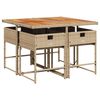 vidaXL Set comedor de jard&iacute;n 5 pzas con cojines rat&aacute;n sint&eacute;tico beige