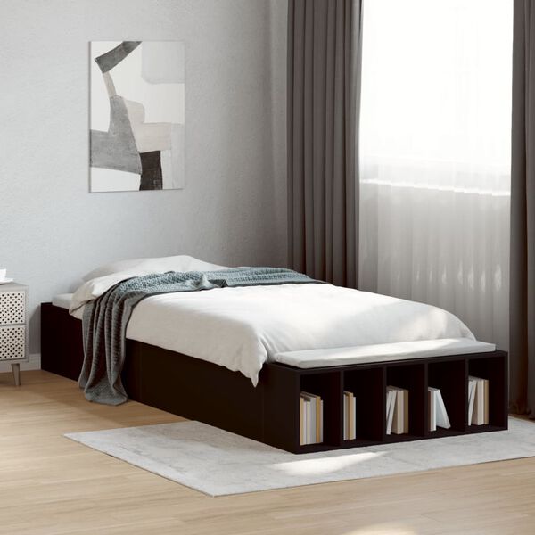 vidaXL Estructura de cama madera de ingeniería negra 100x200 cm