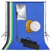 vidaXL Kit de estudio fotogr&aacute;fico con luces softbox fondo y reflector