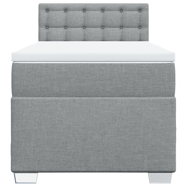 vidaXL Cama box spring con colch&oacute;n tela gris claro 90x190 cm