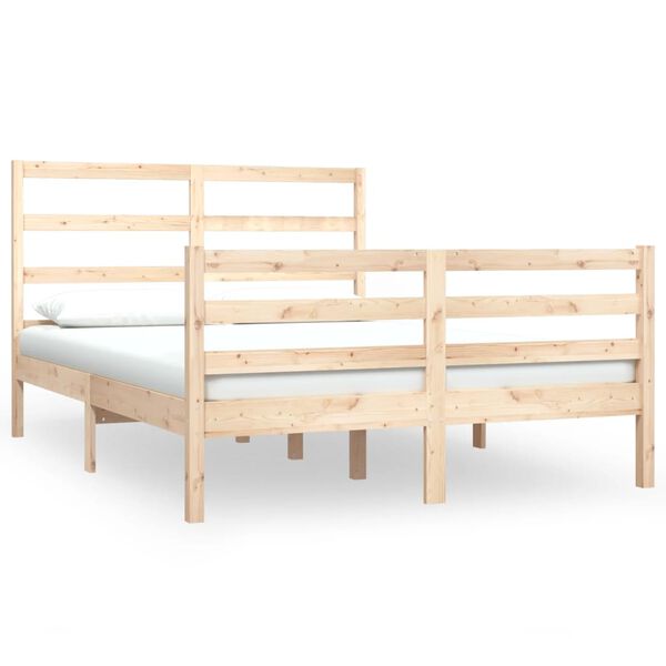 vidaXL Estructura de cama madera maciza de pino 135x190 cm