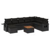 vidaXL Set de sof&aacute;s de jard&iacute;n 8 piezas y cojines rat&aacute;n sint&eacute;tico negro