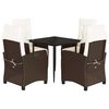 vidaXL Set comedor de jard&iacute;n 5 piezas y cojines rat&aacute;n sint&eacute;tico marr&oacute;n