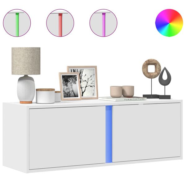 vidaXL Mueble de TV de pared con luces LED blanco 100x31x35 cm